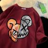 Camiseta Americana de Manga Corta para Mujer 2023 Nuevo Diseño Nicho Sentido Top para Pareja Verano Adolescente Perezoso Top de Media Manga