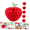 Flores de Papel Coloridas, Bolas de Favo de Mel de Papel de Maçã, Favo de Mel de Papel com Tema de Frutas, Enfeites Pendurados para Decoração de Loja de Casamento e Aniversário