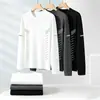 Camiseta de Manga Larga para Hombre Destacada para Primavera y Otoño, Cuello Redondo Casual, Corte Holgado, Transpirable, Versátil, Camiseta Base Delgada