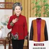 Nuevo Top Retro de Traje Tang con Cuello Alto para Primavera/Otoño para Mujeres de Mediana Edad y Mayores, Chaqueta de Longitud Media Bordada Cálida de Terciopelo Plus de Abuela