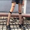 Meias arrastão de cano médio preto escuro meias de uniforme jk femininas ins da moda rede de pesca sexy vazadas brancas meias de cano médio para panturrilha