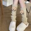 Calcetines de Patrón de Cáñamo Tejido Oso de Peluche Estilo Harajuku Estilo Japonés Y2K Millennium Spice Girls Cubre Piernas para Mujer Apilados