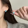 Pendientes de Aguja de Plata S925, Pendientes de Botón Geométricos de Perla y Cristal de Lujo Ligero Francés, Pendientes Elegantes para el Viaje Diario con Incrustaciones de Colores