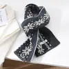 Cachecol de Tricô Jacquard Estilo Fair Isle Literário Retrô Escandinavo para Mulheres Inverno Novo Estilo Lã Atmosfera Cachecol Quente