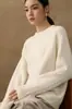 Suéter de Cachemira Suave y Cálido para Mujer, 100% Cachemira Pura, Nuevo Estilo Otoño e Invierno, Cuello Redondo, Corte Holgado, Suéter de Punto de Color Sólido, Capa Base