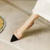 ¡Estable y Cómodo! 2025 Estilo Nuevo Zapatos de Tacón Alto Abiertos por Detrás Puntiagudos de Color Bloqueado con Tacón de Copa de Vino de Fragancia Pequeña