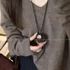 Collar con Colgante de Corazón de Tela Estilo Ins para Mujer 2025 Nueva Cadena Popular para Suéter Accesorios Largos de Cuello Halter Otoño e Invierno
