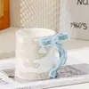 Taza de Agua Creativa con Lazo de Esmalte Perlado, Taza de Cerámica de Aspecto Elegante para Niñas y Parejas, Taza de Café de Recuerdo