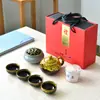 Caja de Viaje Portátil Set de Té Kung Fu Cerámica Vajilla de Té Una Tetera Cuatro Tazas Set Completo Venta al por Mayor Regalo Logo