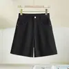 Novedad de verano, shorts de mezclilla de longitud de cuarto, pantalones casuales exteriores de cintura alta adelgazantes, shorts finos de corte recto holgado para mujer
