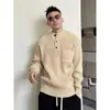 Suéter grueso de punto para hombre, ajuste slim, diseño casual, suéter estilo coreano, top de moda americana