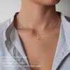 Colar Pingente Carta Transfronteiriça Moda Estilo Ins Colar com Corrente Bolinha Colar Curto Feminino de Aço Titânio Corrente da Clavícula