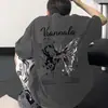 Camiseta de Manga Corta para Niños, Nuevo Estilo de Verano de Gama Alta, Estampado de Mariposa, Marca de Moda, Elegante Streetwear Americano de Nicho, Mangas Tres Cuartos