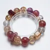 [Jingjing Nafu] Pulsera de Cristal de Fresa Natural para Mujer La Más Fácil de Combinar Pulsera de Cristal Rodolita Al por Mayor