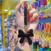 Argila de cerâmica diamante completo laço corrente de carro anel de dedo cordão chaveiro pingente bolsa de casal pendurar pequenos presentes atacado