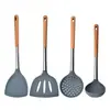Conjunto de utensílios de cozinha de silicone de faia 3 peças cabo de madeira Conjunto de espátulas de silicone espátula de silicone espátula densa colher de sopa colher espátula de cozinha