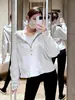 Sudadera de cuello medio estilo casual para mujer, otoño e invierno, nueva, casual, con forro polar, top tipo jersey, chaqueta corta con media cremallera