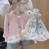 Ropa de Niña para Primavera y Otoño Camiseta Moda para Bebé Personalizada Moderna Dulce Estilo Coreano Encaje Lazo Camisa Básica