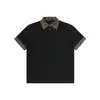 Camisa Polo Patchwork de Lapela Listrada Cleanfit Estilo Americano para Homens, Camiseta Preta de Manga Curta Cleanfit de Alto Padrão para o Verão