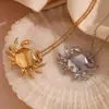 Collar Colgante Pequeño Cangrejo Personalizado de Celebridad de Internet Transfronterizo Europeo y Americano Acero Inoxidable Chapado en Oro de 18K Colgante Creativo de Nicho para Mujeres