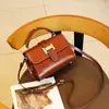 Bolso de Mujer de Cuero Genuino de Alta Gama Bolso de Hombro Vintage Bolso de Mano Pequeño Cuadrado Capa Superior Cuero de Vaca Curtido Vegetal Bolso Portátil Cruzado 9240