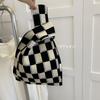 Bolsa de colete bolsa de colete bolsa de malha moderna bolsa bolsa de flores xadrez plaid cor de contraste Coreia do Sul ins estilo