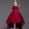 Nuevo Vestido de Encaje con Cola Estilo Transfronterizo para Niñas Mayores, Vestido de Presentación de Piano, Vestido Navideño para Niñas