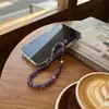 Amethyst Phone Lanyard Pulseira de Pulso Fina Bolsa Acessório para Capa de Celular Corrente de Celular Wristlet Contas Transfronteiriço