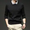 2025 Nova Malha Falsa de Duas Peças Masculina Outono e Inverno Malha Base Malha Quente Peça Única Dropshipping Roupas Masculinas