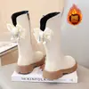 Botas de Moda Femininas 2026 Estilo Outono/Inverno Botas Longas Infantis Botas de Princesa para Bebê com Laço Botas Longas Femininas com Plus Velvet