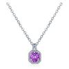 Joyería de plata esterlina S925 para mujer, colgante de circonita con microincrustaciones de estilo coreano, cadena de clavícula de plata esterlina con diamantes cuadrados, combina con todo, venta directa de fábrica