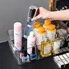 Caja de Almacenamiento Cosmético de Alta Transparencia, Lujo Ligero y Alto Valor Estético, Caja Organizadora de Escritorio para el Hogar del Baño con Cesta de Almacenamiento al por Mayor