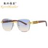 Nuevas gafas de sol de leopardo tridimensionales 8031, gafas de sol sin marco con personalidad europea y americana, gafas de sol de moda transfronterizas que combinan con todo.