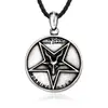 Collar con colgante de acero inoxidable pulido nuevo transfronterizo de Satanás comercio exterior retro cabeza de oveja estrella de cinco puntas colgante de acero de titanio
