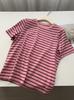 Camiseta de Verano de Alta Gama, Estilo Nuevo, Estilo Americano, Rayas, Bloques de Color, Cuello Redondo, Manga Corta, Sencilla y Versátil, Corte Holgado, Ropa Casual para Pareja
