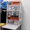 Soporte pequeño para impresora de mensajería de escritorio, estante de almacenamiento para escritorio de computadora, soporte de almacenamiento de doble capa para papel térmico de códigos de barras