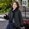 Novos tops casuais estilosos e elegantes de outono e inverno para mães, jaquetas curtas de tamanho grande para meia-idade e idosos, casacos versáteis para primavera e outono