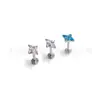 Aretes de titanio F136 con forma de cruz de diamante y zirconia 5A, joyería para piercing de titanio G23 con rosca interna
