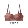 Roupa íntima feminina Xiaohongshu original, decote baixo, estampa de bolinhas, alças finas, sem costura, costas bonitas, push-up, sutiã sem aro