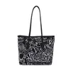 Bolsa de Mão Estampada Moda Trendy Coreana Feminina Personalizada Casual Grande Capacidade Bolsa de Ombro Bolsa Tote para Estudante Deslocamento Aula