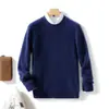 Nuevo suéter de lana 100% pura para hombre de otoño e invierno, top de punto de lana holgado de talla grande para ropa de negocios
