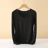 Modal Base Underwear Camisa Fina Feminina Primavera e Outono Manga Longa Top Tamanho Grande Elástico Body-Fit Roupa Íntima Térmica Básica