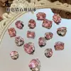 Decoraciones para Uñas con Zirconia Rosa Apilada de Diamante, Brillantes Sin Base, Forma de Huevo de Paloma, Cuadrado Grueso de Ángulo Recto, Accesorios para Uñas con Bola de Diamante