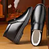 Zapatos Cálidos de Algodón de Invierno con Terciopelo y Engrosados, Zapatos Casuales para Hombre, Zapatos de Algodón y Cuero de Caña Alta, Zapatos para Papá de Mediana Edad y Adultos Mayores