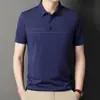 Ropa de Verano para Papá Hombres de Mediana Edad y Mayores Camiseta Rayada Versión con Bolsillo Hombres Solapa Manga Corta Camiseta de Manga Corta Hombres Manga Corta