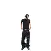 Jeans Lavado Cinza Fumê Popular Novo Estilo Americano High Street para Homens e Mulheres Calças Simples Versáteis Retas Largas