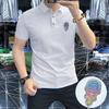 Polo de manga corta transpirable Lel para hombre, nuevo estilo de verano 2025, con logotipo distintivo, de alta gama, ligero, de lujo, de calidad sólida, tendencia