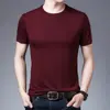 Camiseta de manga corta para hombre, verano, nueva moda, juvenil, color liso, corte ajustado, casual, delgada, color liso, camiseta de media manga