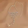 Nova Combinação de Corrente de Pulseira e Anel Cravejados com Diamantes, Corrente de Pulso para Dança Latina, Pulseira Tendência para Mulheres Mix-and-Match 998 #