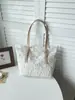 Bolso de Mano Vintage de Encaje de Moda Versátil 2026 para Mujer, Bolso Tote de Gran Capacidad Estilo Francés Suave